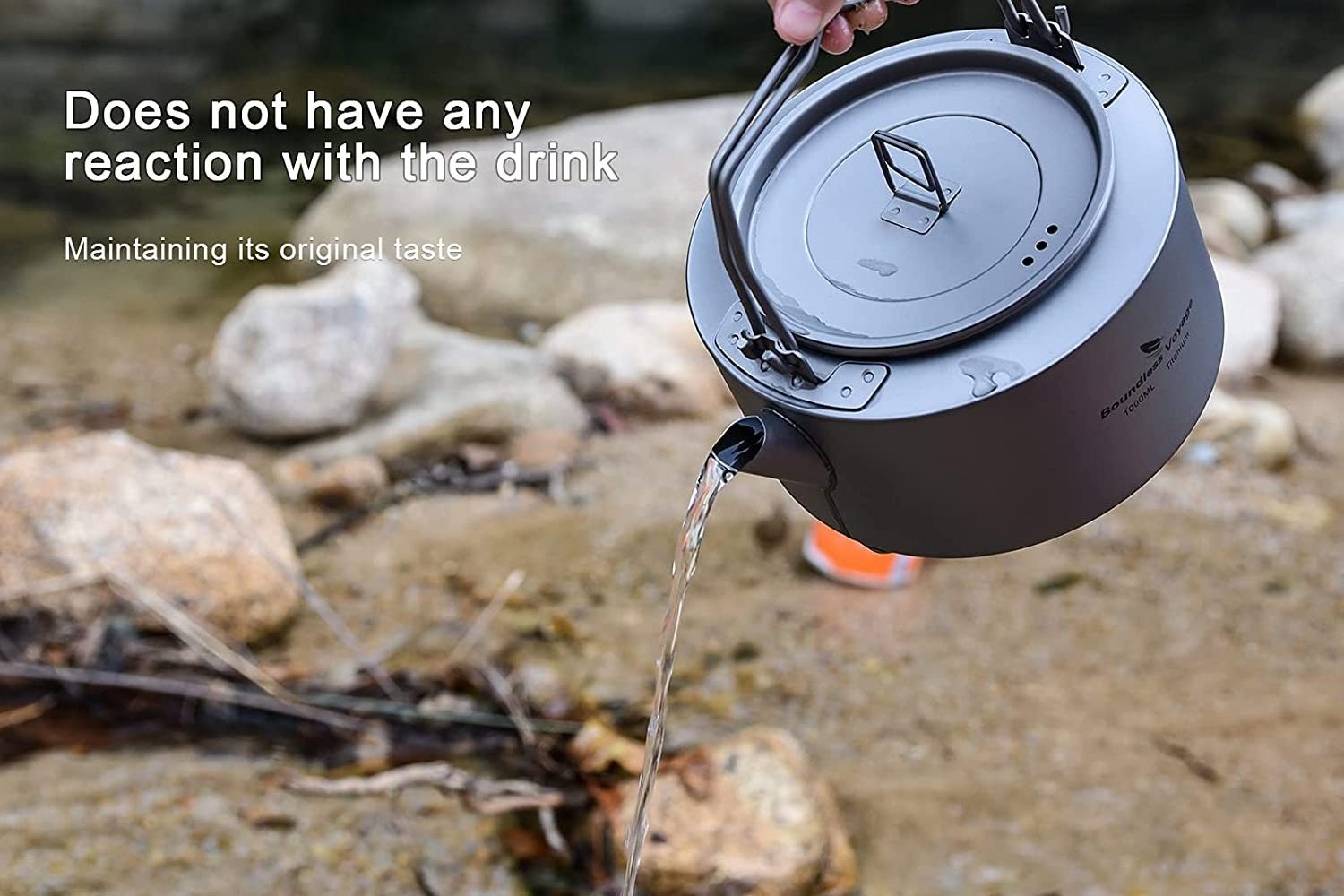 NPOT 700ML Titanium Kettle with Folding Handle Ultralight Teapot Outdoor Camping Big Capacity Pot for Boiling Water Coffee Tea