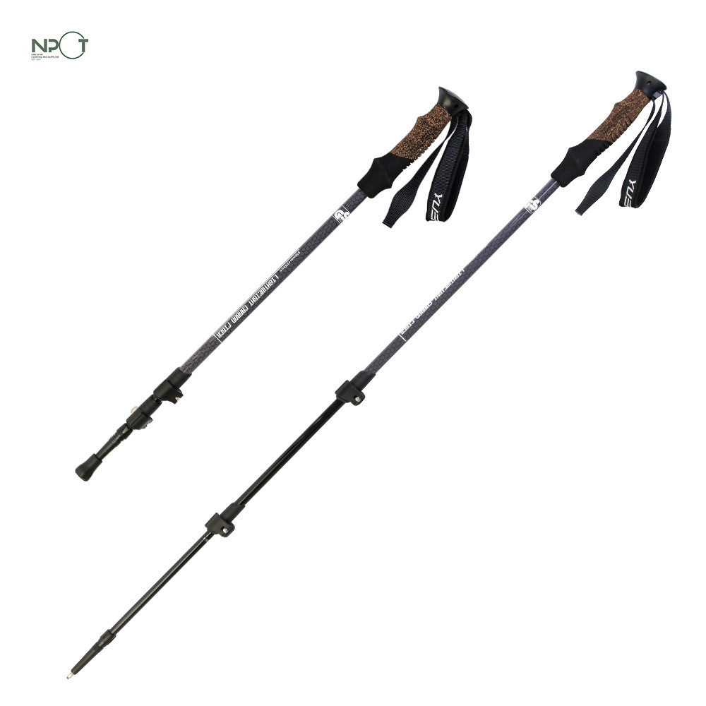 NPOT Ultralight Collapsible 100% Carbon Fiber Trekking Poles with Quick Flip Lock