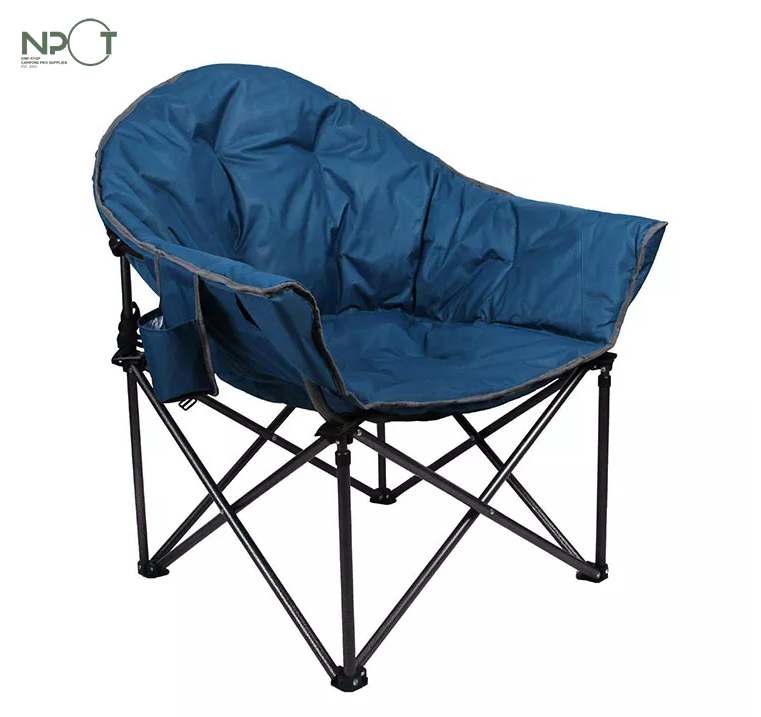 NPOT Outdoor High Quality Foldable Camping Padded Seat Moon Chair Fabric 100% Polyester Outdoor Furniture Beach Chairs Modern