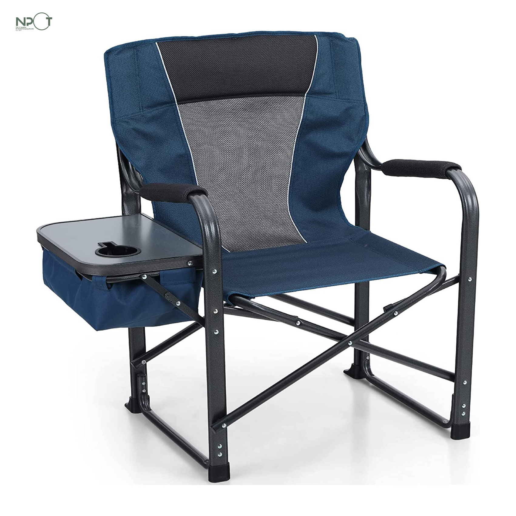 NPOT Director Chair Folding Camping Chair with Side Table Heavy Duty Portable Chair with Cup Holder Cooler Bag