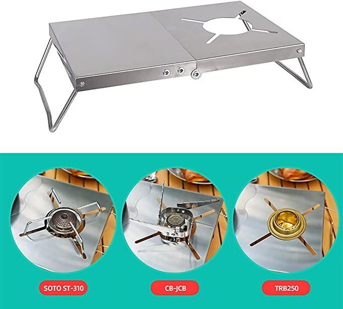 NPOT Camping Heat Shield Folding Table Stainless Steel Gas Stove Stand