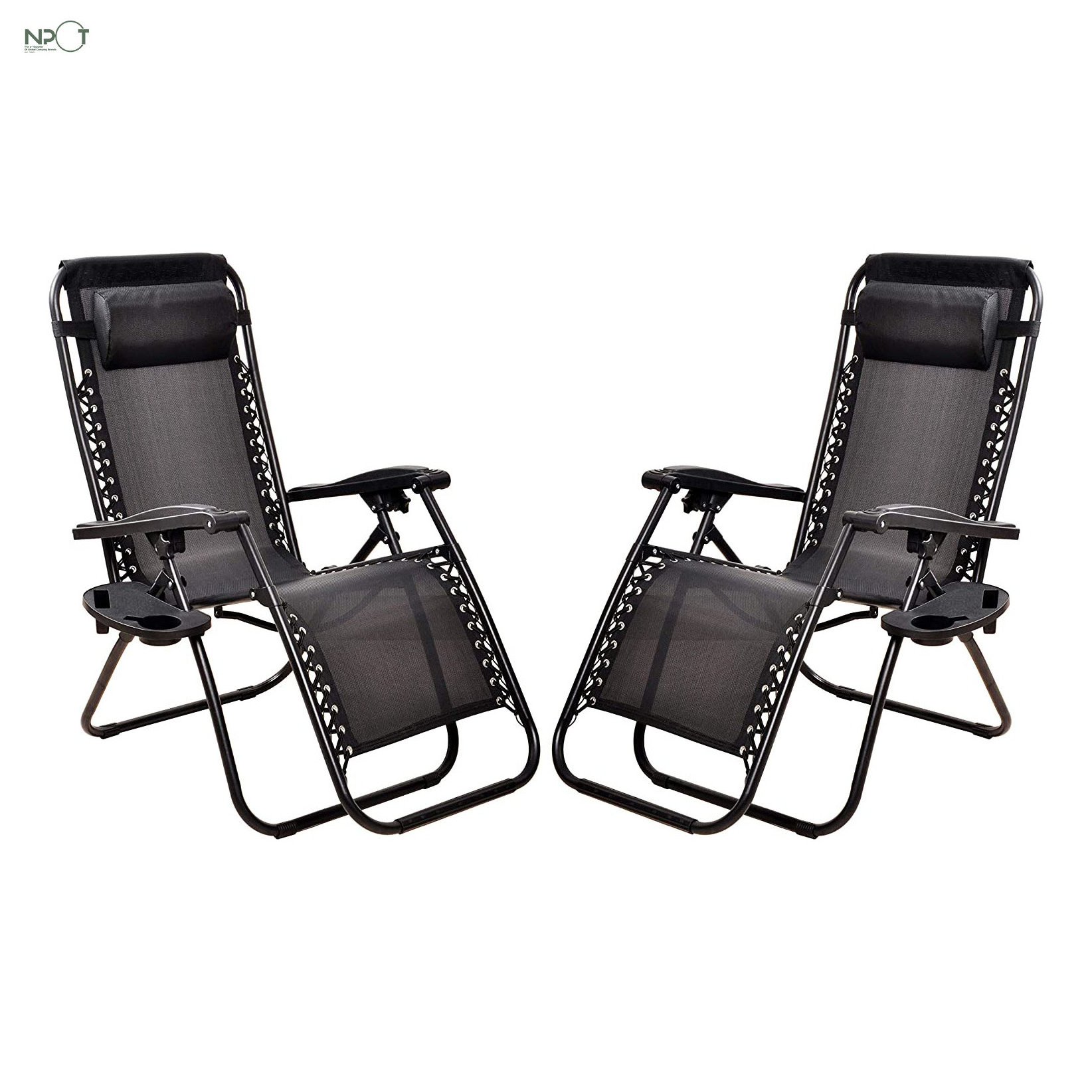 NPOT Set of 2 Adjustable Zero Gravity Lounge Chair Recliners Garden Chair Bedroom Furniture with Cushion for Patio Folding