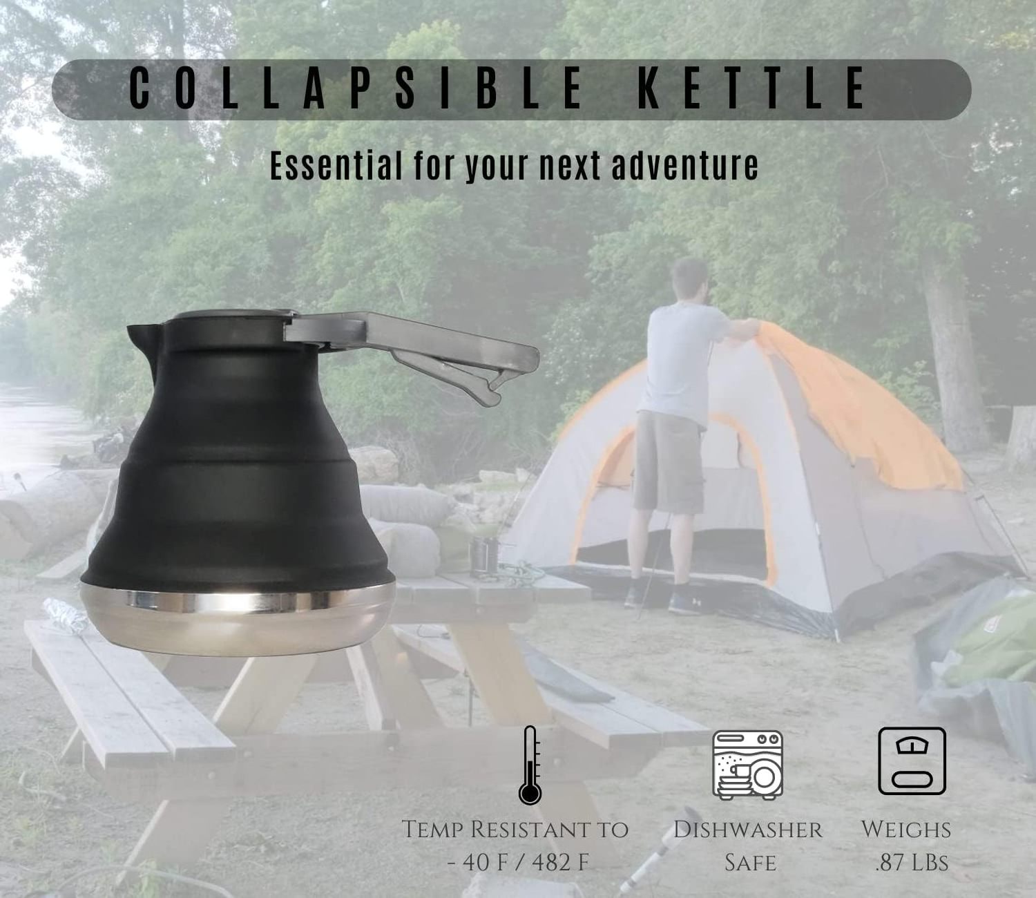 NPOT Portable Silicone Collapsible Tea Bottle Outdoor Camping Travel Water Kettles Silicone Kettle