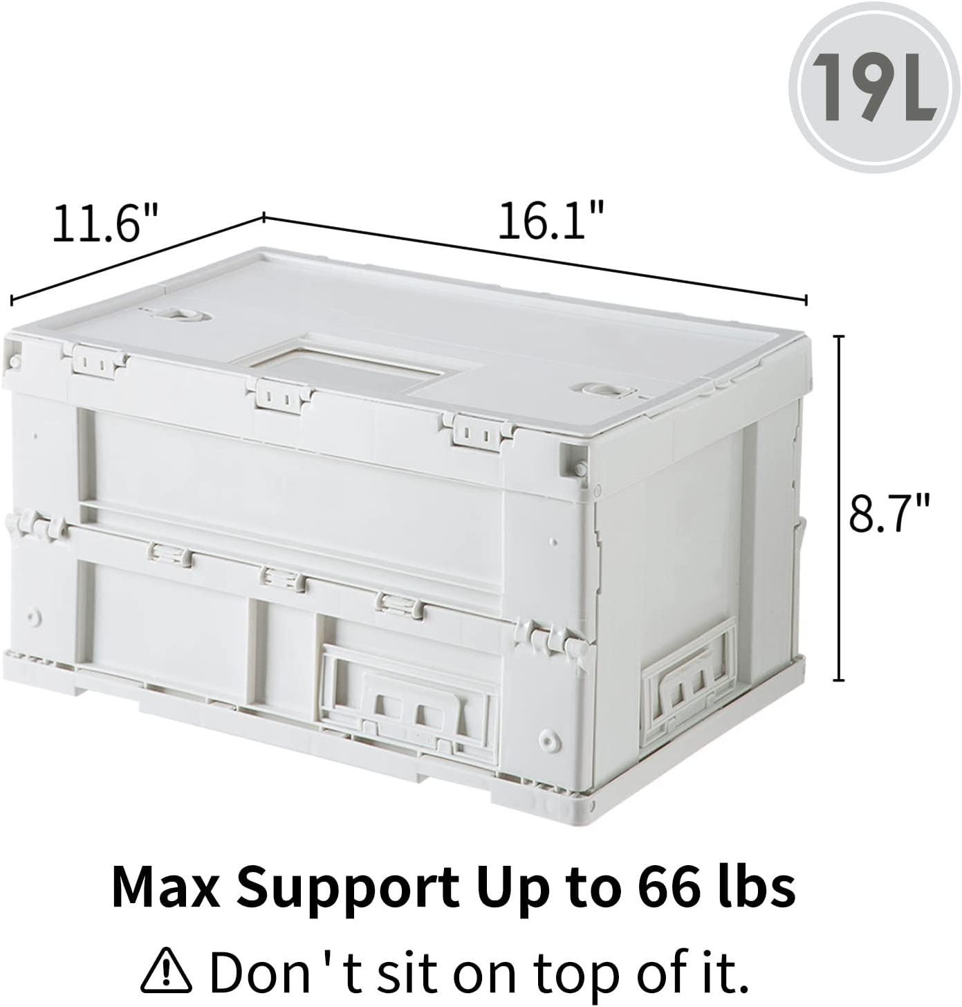 NPOT Foldable Storage Box with Lid Home Organizer for Camping Container Plastic Trunk Storage Container Stackable Bin