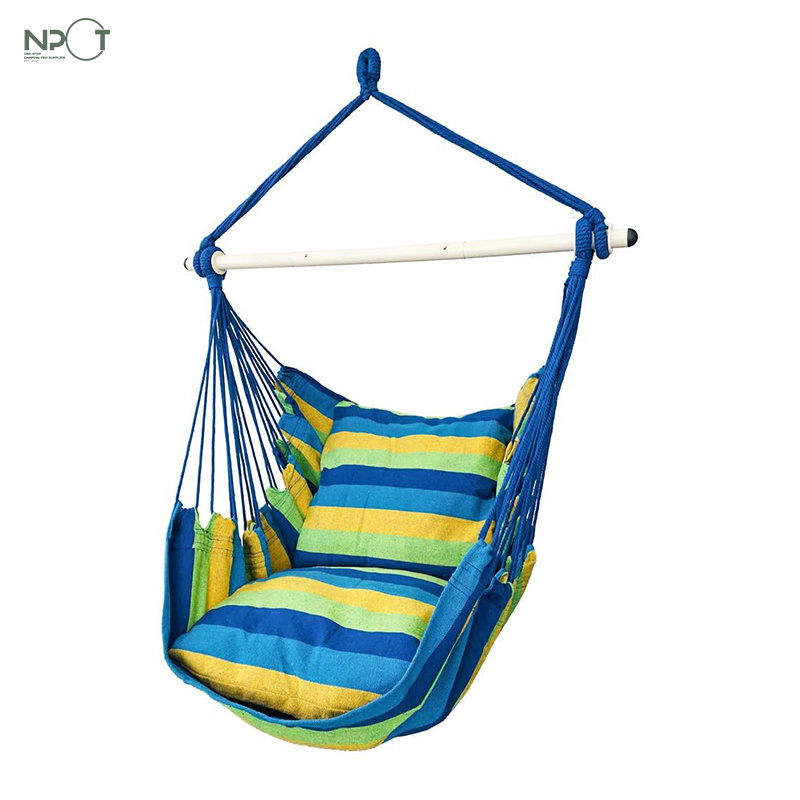 Hammock Chair Hanging Rope Swing,Max 500 Lbs,2 Cushions Included,Steel Spreader Bar with Anti-Slip Rings