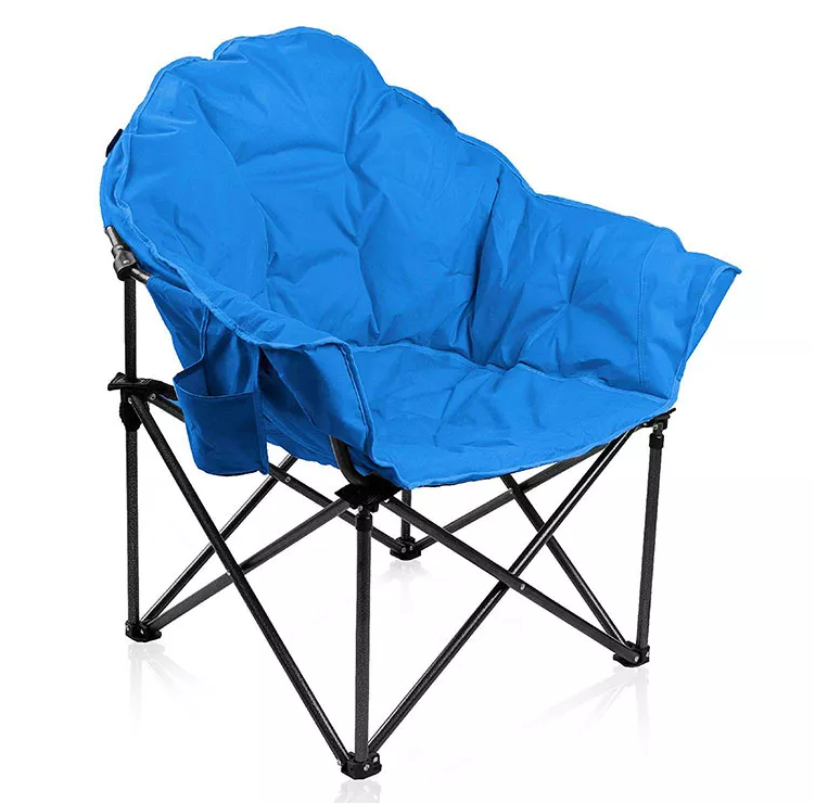 NPOT Outdoor High Quality Foldable Camping Padded Seat Moon Chair Fabric 100% Polyester Outdoor Furniture Beach Chairs Modern