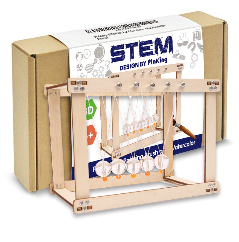 STEM toy DIY 3D wooden Newton's pendulum Physical Learning Toy Science Experiments Kits,STEM toy Learning Sets