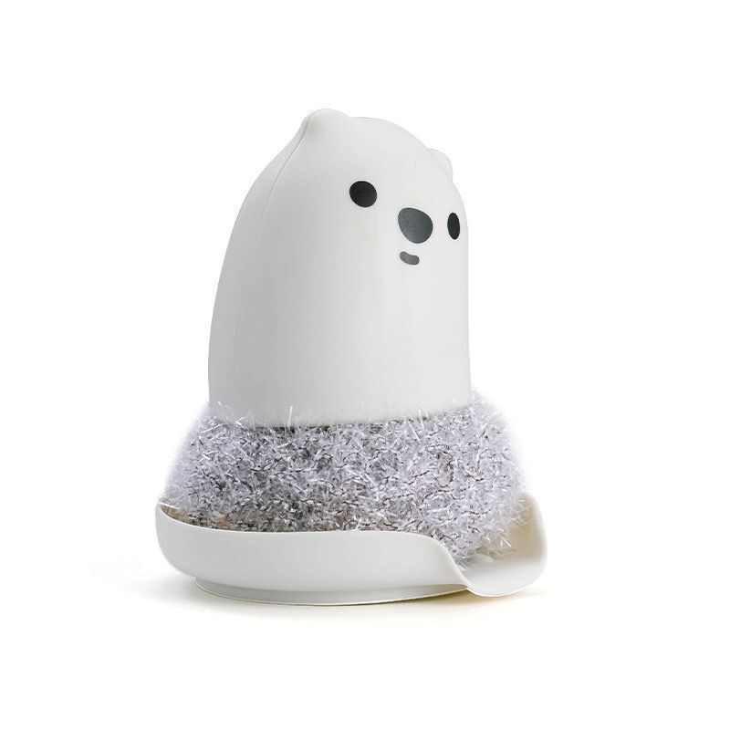 Kitchen cartoon cute handheld cleaning brush acrylic yarn dishwasher with base cleaning ball