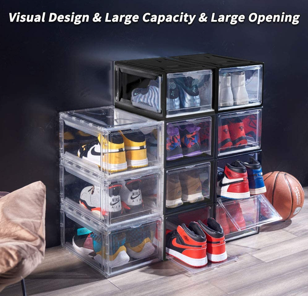 Shoe Storage Box Clear Plastic Shoe Boxes Stackable Shoe Organizer for Men and Women