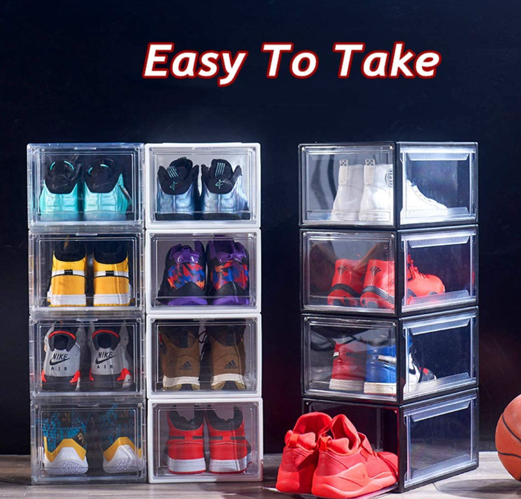 Shoe Storage Box Clear Plastic Shoe Boxes Stackable Shoe Organizer for Men and Women