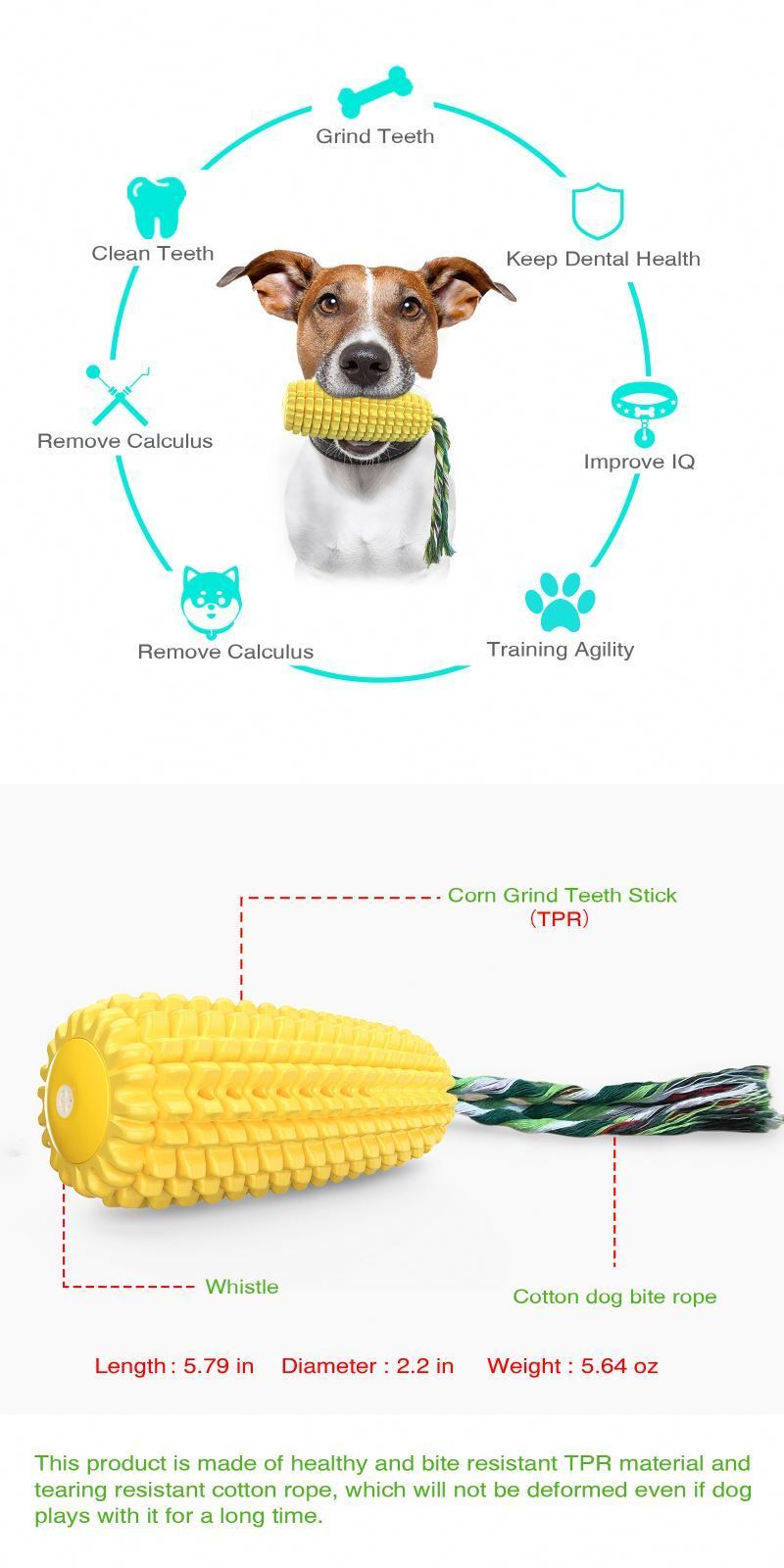 corn shape Dog Chew Toys and  Puppy Toothbrush Clean Teeth Interactive Corn dog Toys