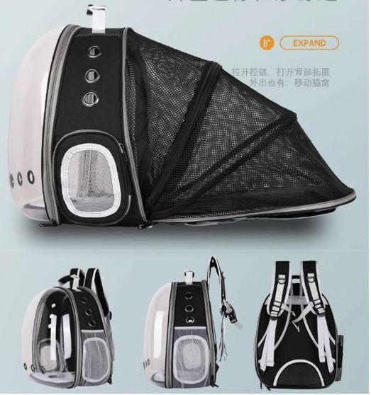 Expandable Cat Backpack carrier Space Capsule Bubble Transparent Clear Pet Carrier for Small Dog Pet Carrying Hiking Traveling B