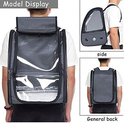 Bird Carrier Backpack with Perch and Feeder Lightweight Foldable Birds Travel Cage