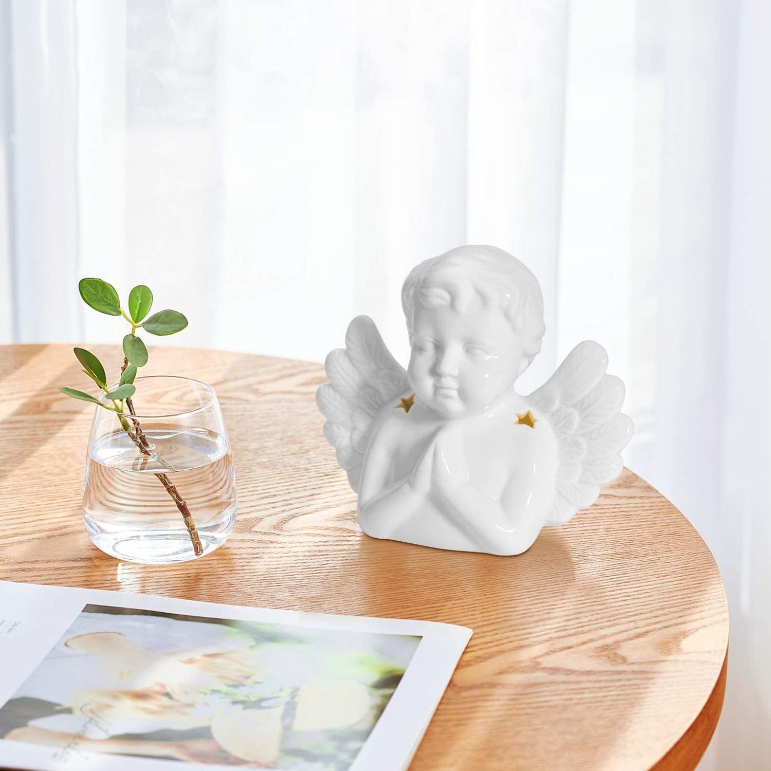 ceramic angel Oil Burner Wax Melt Burner with Candle Spoon and   Ceramic Oil Diffuser Candle Tealight holder