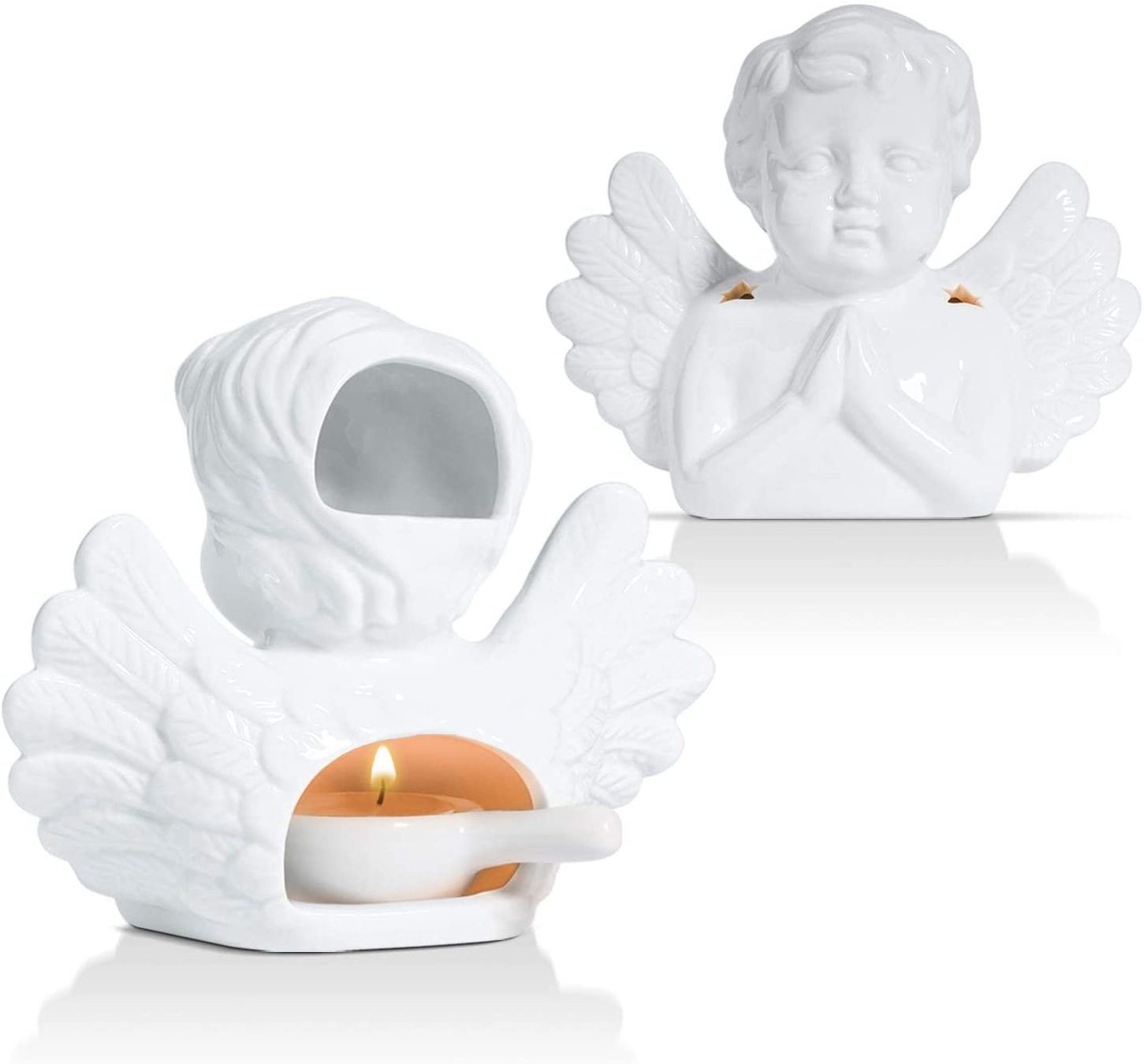 ceramic angel Oil Burner Wax Melt Burner with Candle Spoon and   Ceramic Oil Diffuser Candle Tealight holder