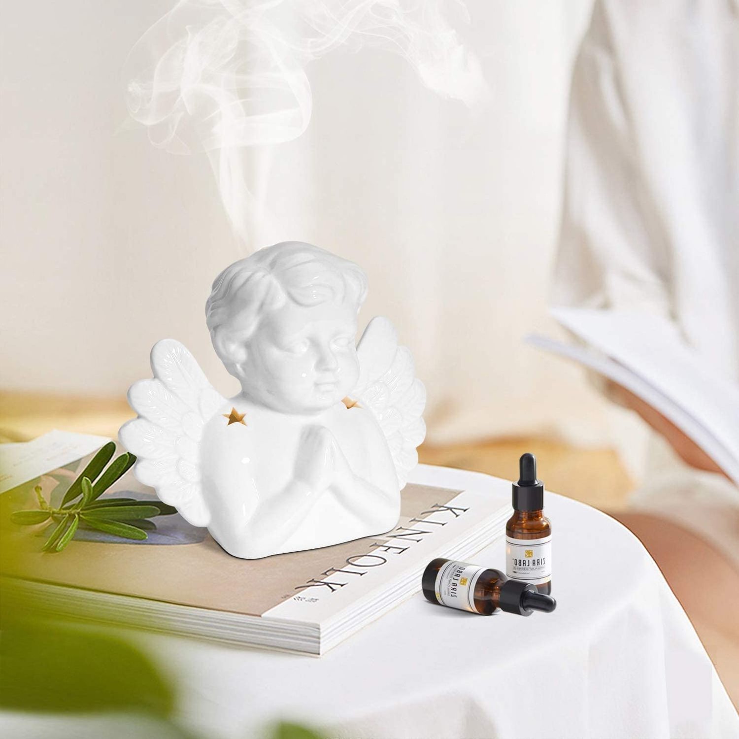 ceramic angel Oil Burner Wax Melt Burner with Candle Spoon and   Ceramic Oil Diffuser Candle Tealight holder