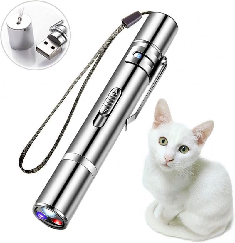 Cat Toy 5 in 1 USB Rechargeable Funny Cat Chaser Toys Mini Flashlight Laser LED Pen Light Cat Light Pointers