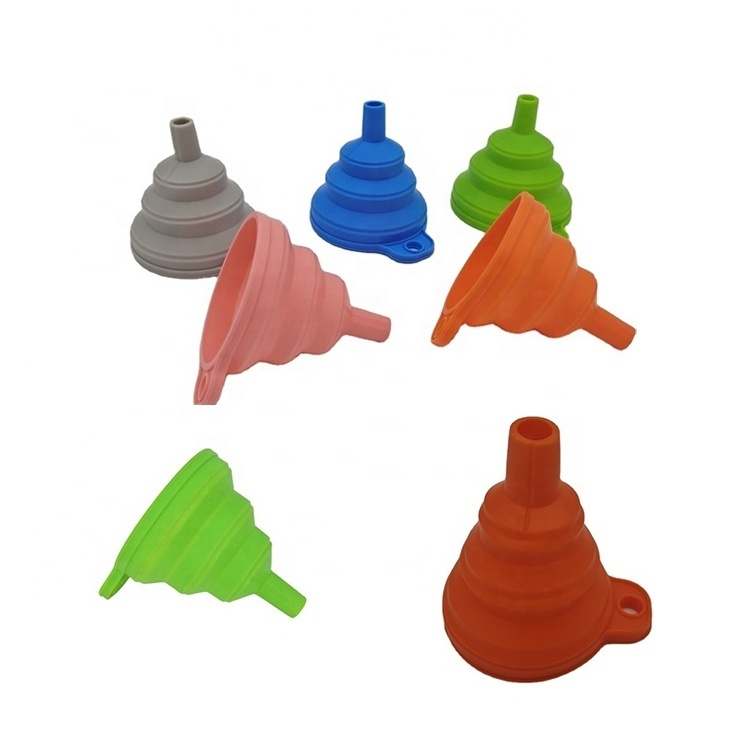 kitchen silicon funnel 100% food grade oil funnel for Liquid/Powder Transfer silicone foldable funnel