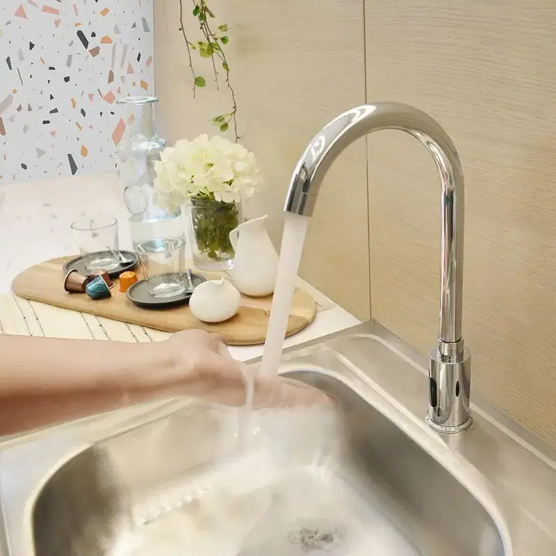 single handle cold no touch smart basin faucet decked mounted electronic basin faucets induction bathroom faucets