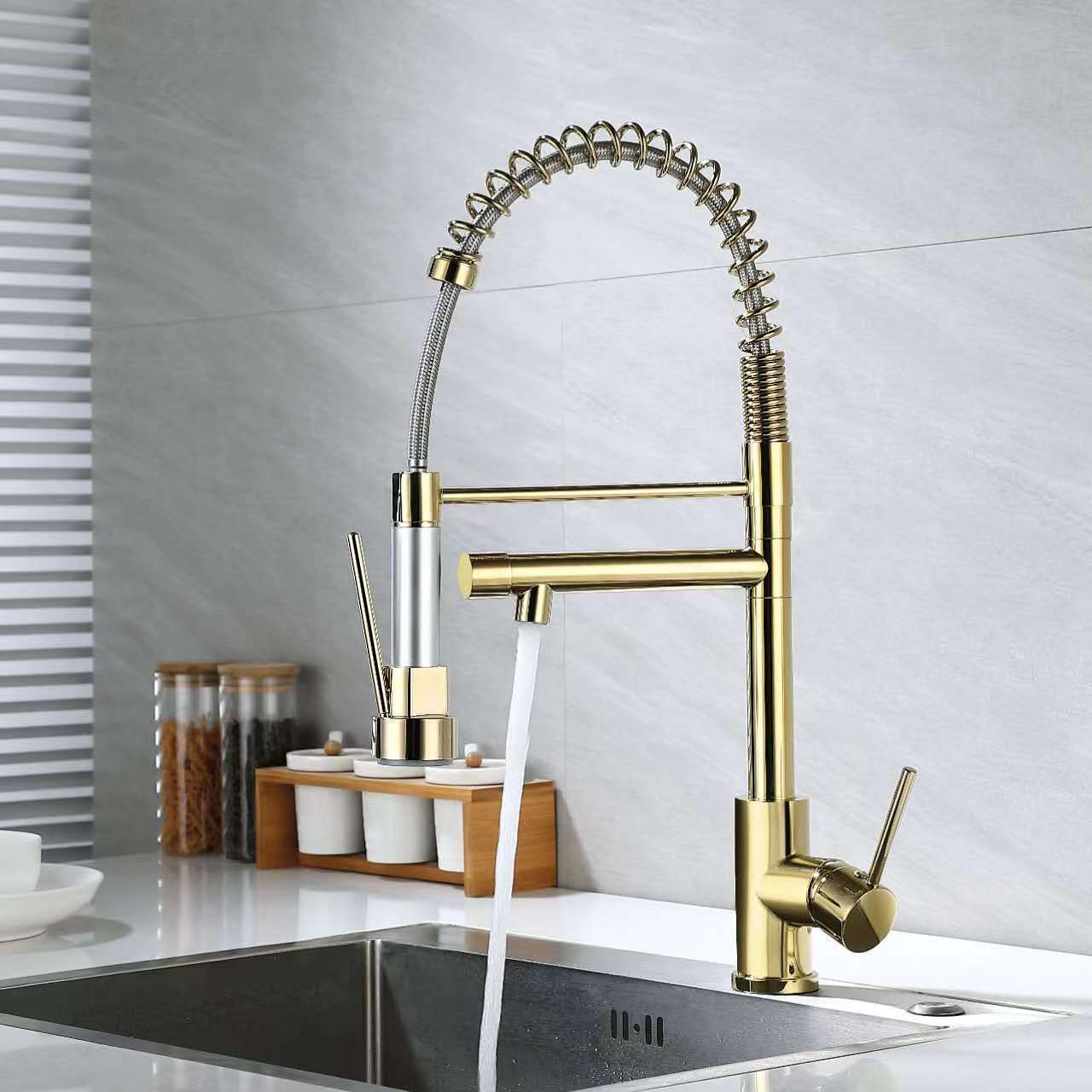 torneira cozinha goumert Pull Out Water Tap Hot and Cold Brushed Commercial Kitchen Faucet pull down kitchen faucets