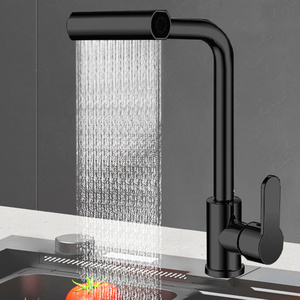 matte black kitchen faucet with pull down sprayer multifunction waterfall kitchen faucet mixer tap