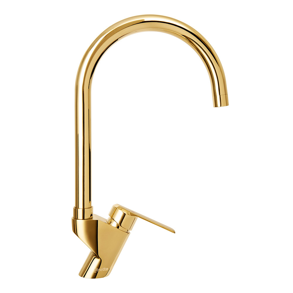 luxury goumert french industrial single hole brushed gold golden swan faucet modern kitchen sink faucet