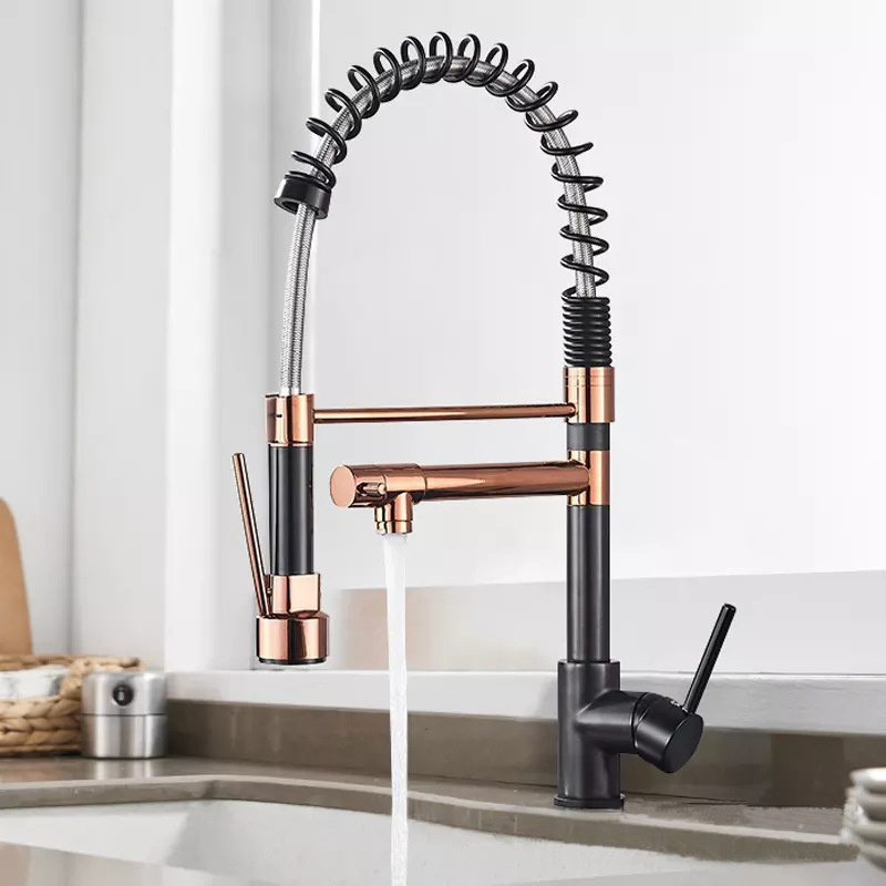 traditional classic chrome black rose gold golden pullout kitchen faucet with pull down sprayer faucet for the large kitchen tap