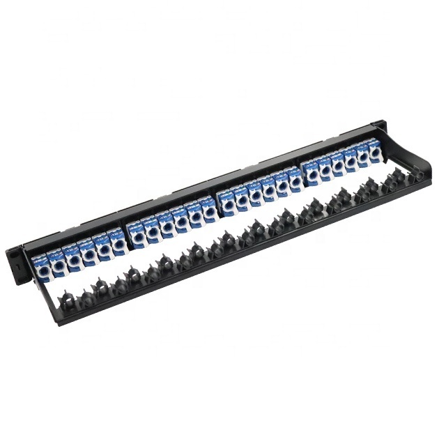 24 port Cat6 lan patch panel loaded modular keystone jack toolless roll lock for networking rack cabinets