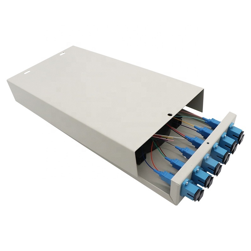 PUXIN 12 Ports 12 Cores SC/UPC APC LC/UPC Simplex Optic Fiber Terminal Box Fiber Optic ODF Patch Panel with Adapters and Pigtail