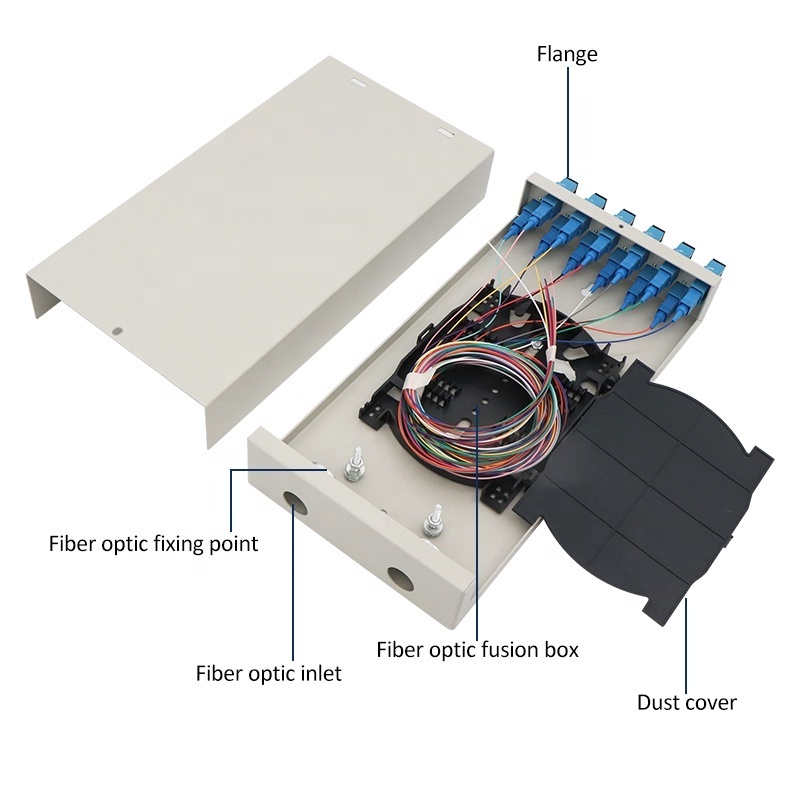 PUXIN 12 Ports 12 Cores SC/UPC APC LC/UPC Simplex Optic Fiber Terminal Box Fiber Optic ODF Patch Panel with Adapters and Pigtail