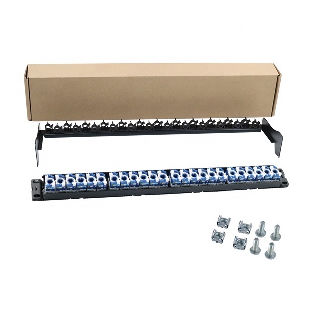 24 port Cat6 lan patch panel loaded modular keystone jack toolless roll lock for networking rack cabinets