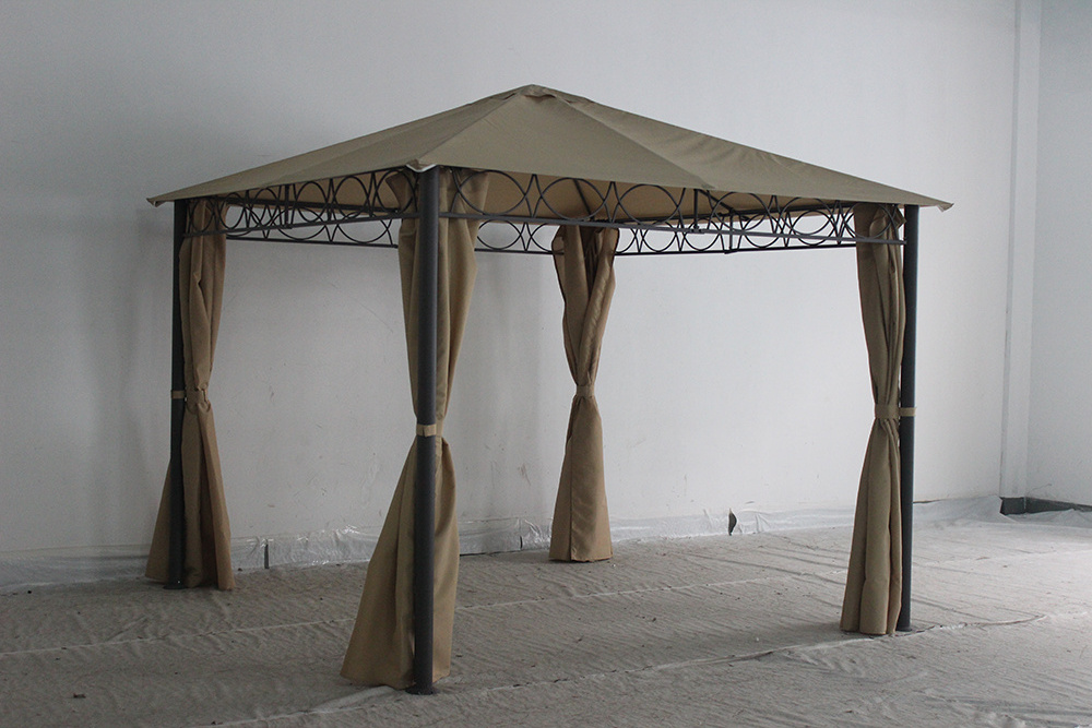 steel metal gazebo outdoor garden polyester curtain