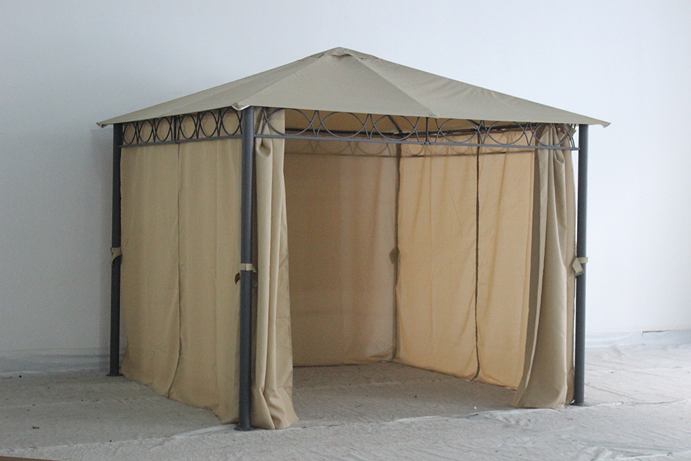 steel metal gazebo outdoor garden polyester curtain