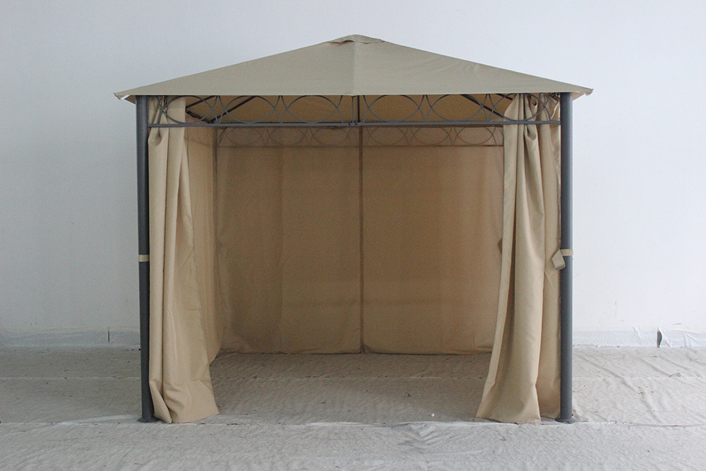 steel metal gazebo outdoor garden polyester curtain