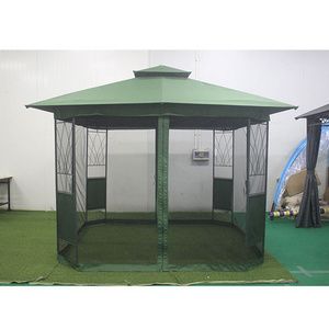 Outdoor Gazebo with Zipped Curtain Sidewalls and 2-Tier Steel Frame Gazebo for Patio