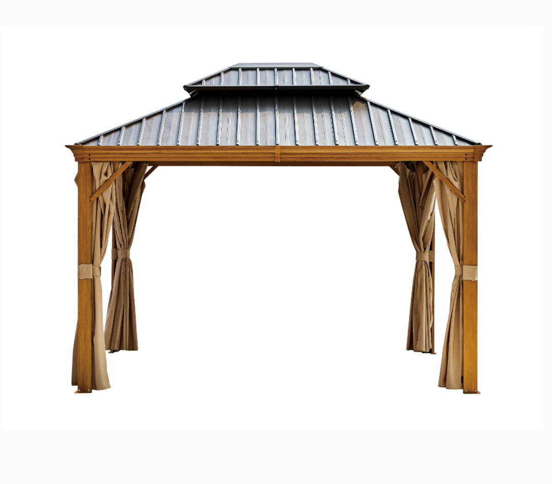 3X3.65X2.85M HIGH QUALITY PERGOLA DOUBLE TOPPED METAL OUTDOOR GAZEBO FOR GARDEN SUPPLIES