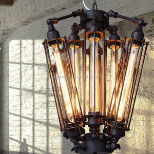 lamp industrial iron cage pendant light with edison bulb T9-300 chandelier lamp