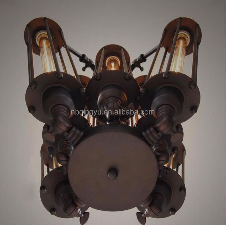 lamp industrial iron cage pendant light with edison bulb T9-300 chandelier lamp