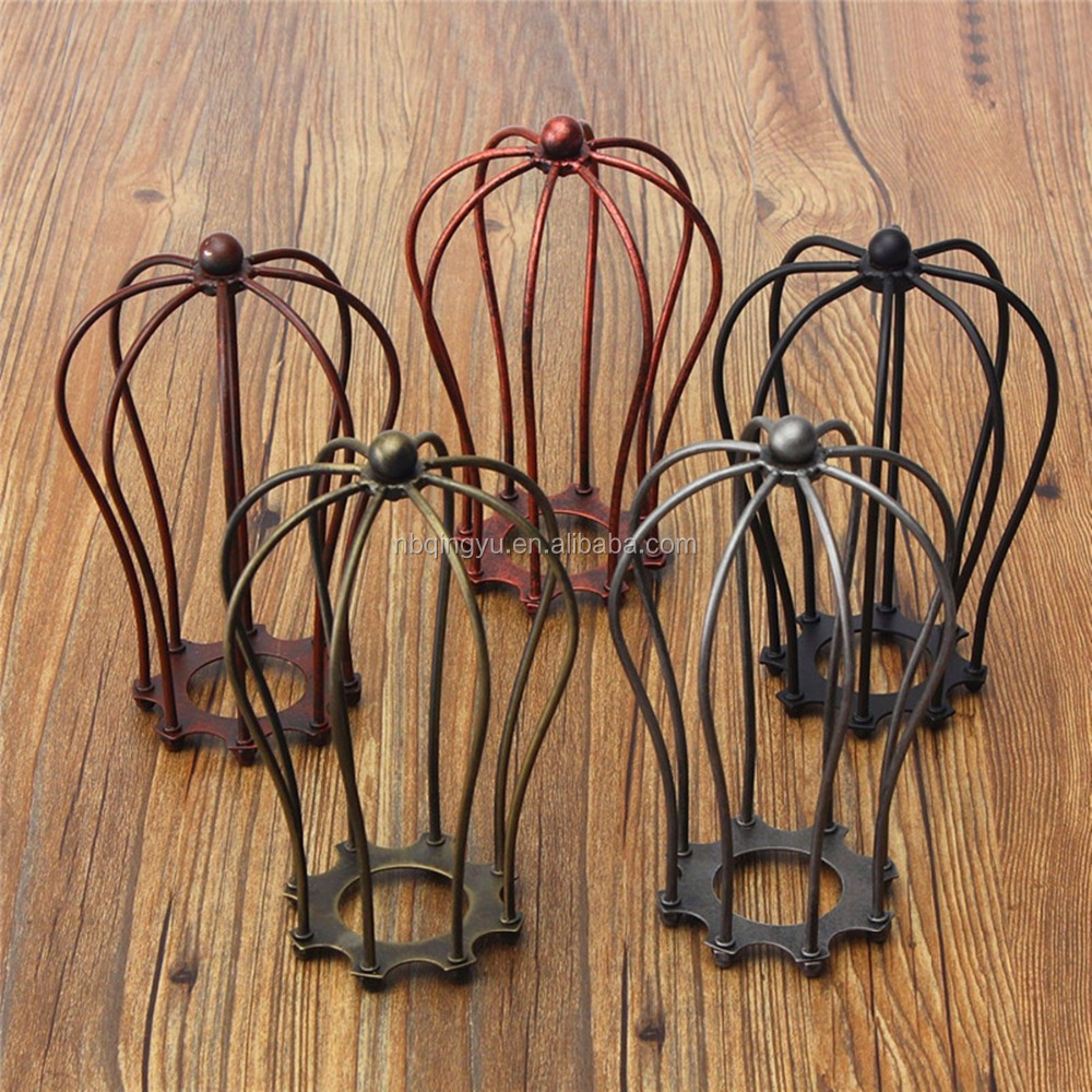 Rustic Crown Shape Vintage Clamp On Lamp Guard Metal Edison Bulb Cover Shades for Cafe Bar wire lamp shade