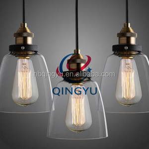 Industrial clear glass bell shade vintage ceiling lamp for bar or coffee shop glass shade pendant lamp