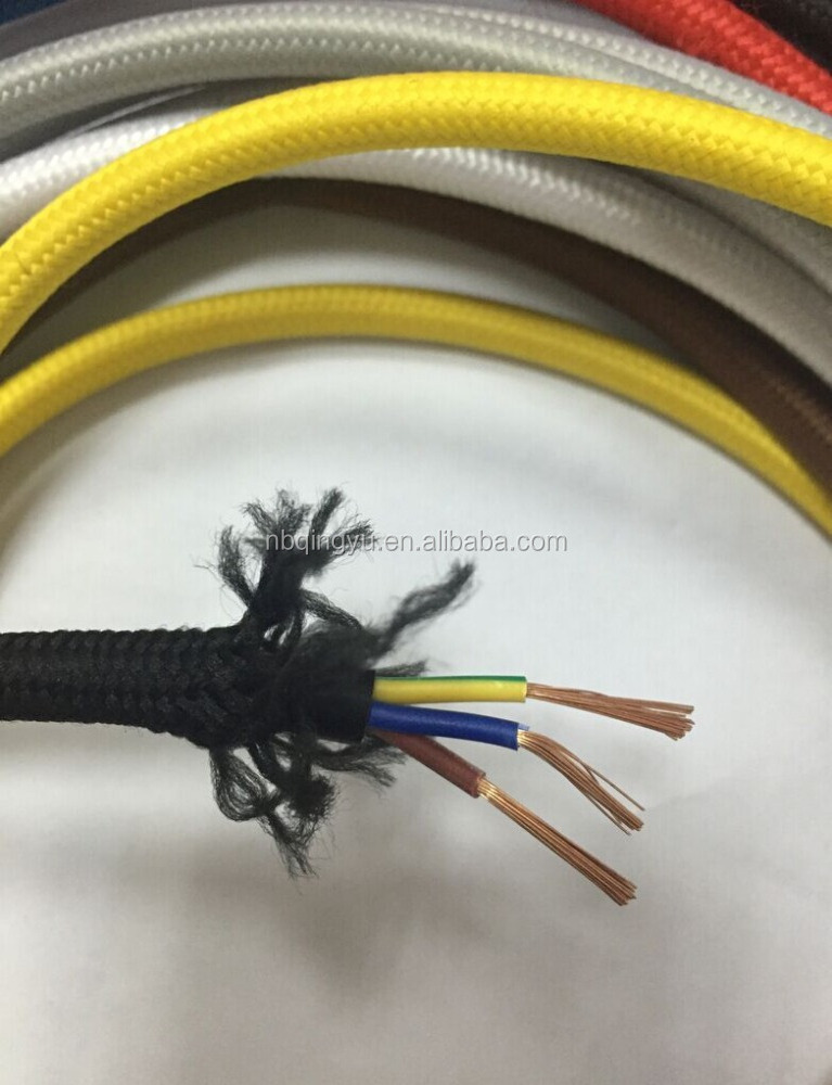 Fabric cable 2*0.75 3*0.75 textile electric wire cable vintage lamp cotton braided cable