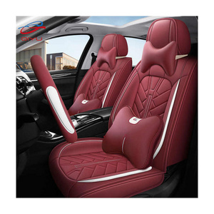 QIYU Factory 1Leather Car Seat Cover with Embroidery Universal Waterproof Protector Pad with Steering Wheel Cover