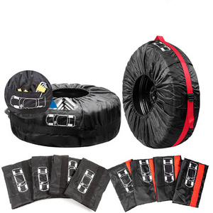 QIYU Factory 4PCS Auto Tyre Accessories-Sports Style Tire Cover Winter Summer Storage Bags for Spare Tires Wheel Protector