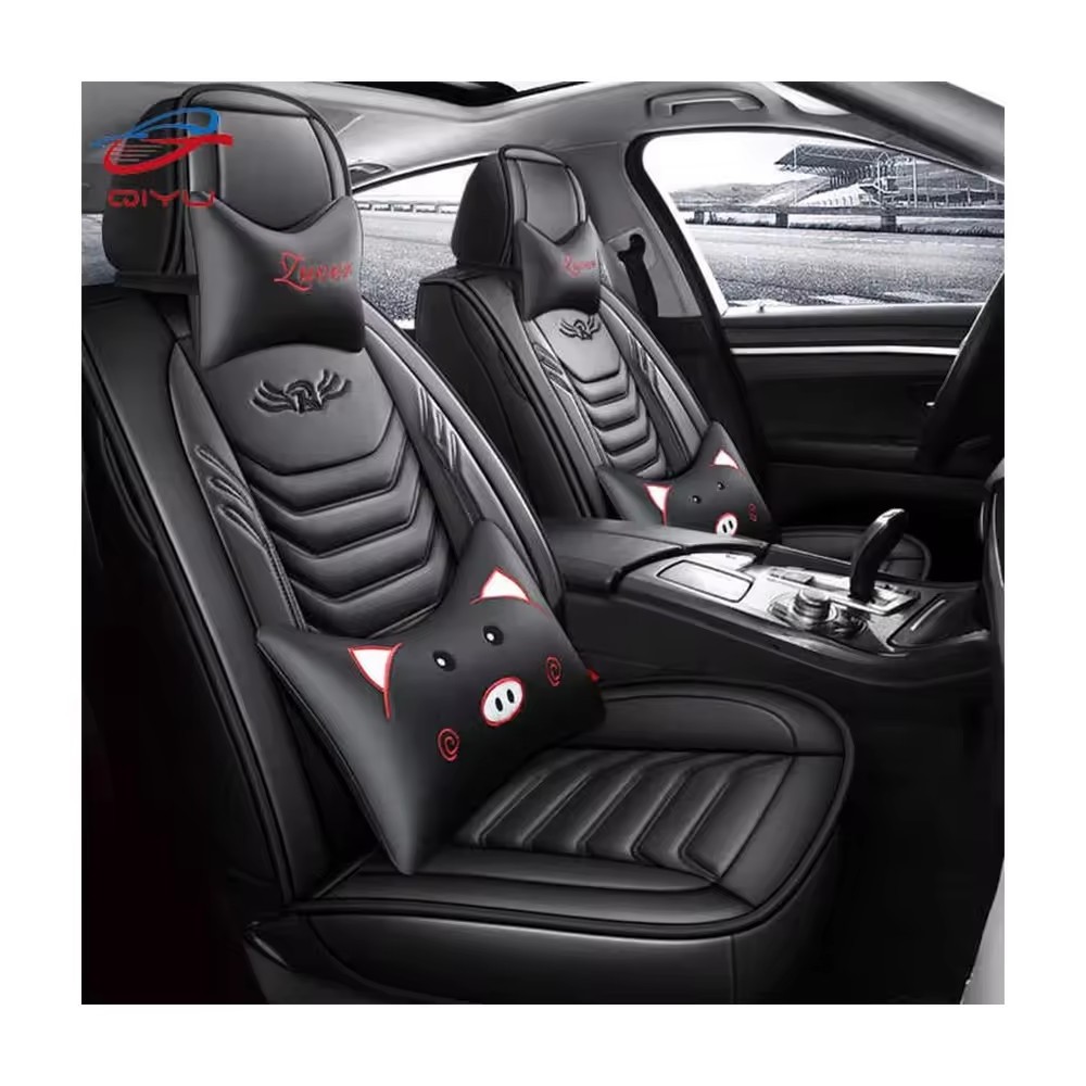 QIYU Factory 1PC Universal Durable Breathable Cushion Protector Luxury PU Leather Full Car Seat Cover for Tiguan Camry A3 A4