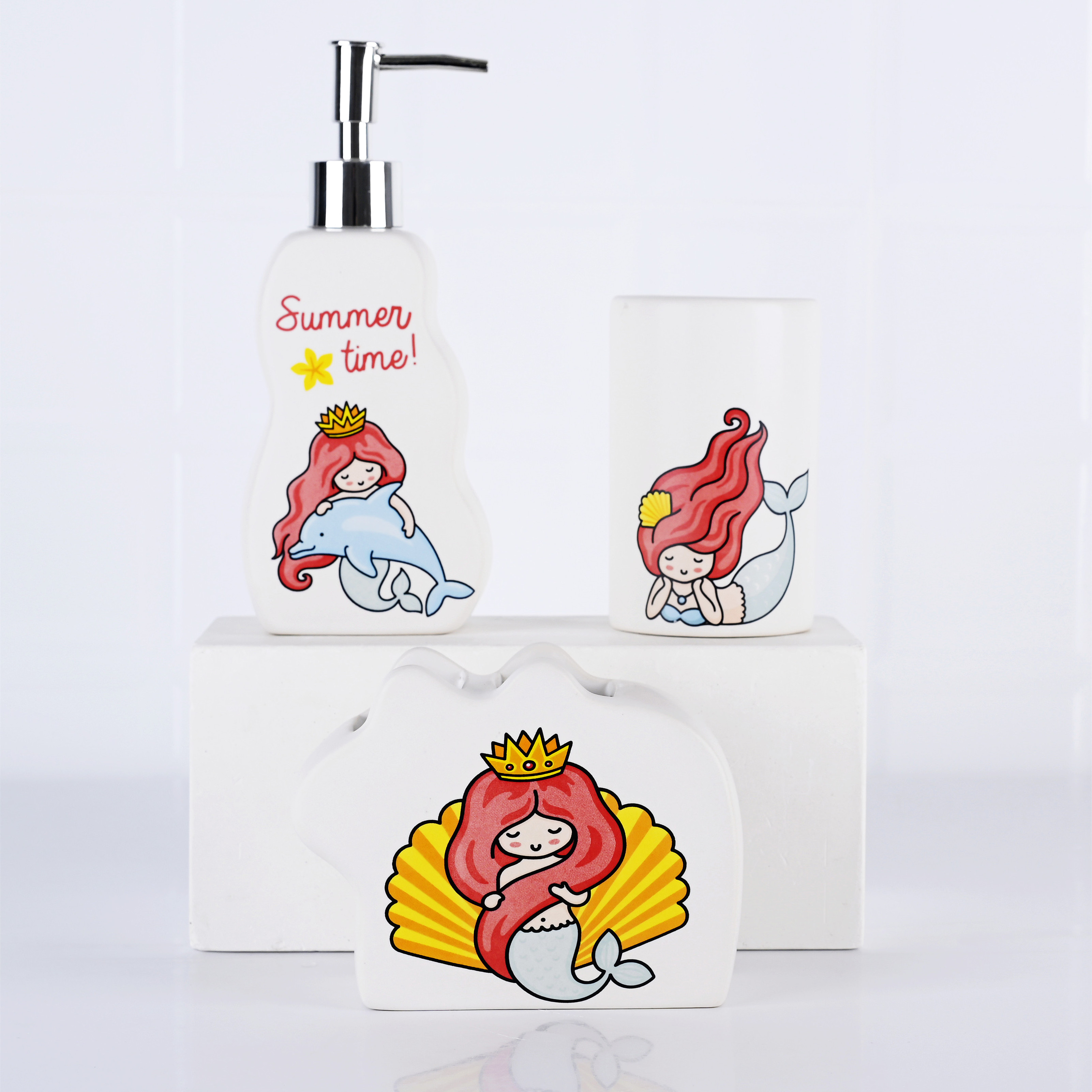 New Funny Design Cartoon baby ceramic bathroom accessories sets for kids Bathroom Products Accessories