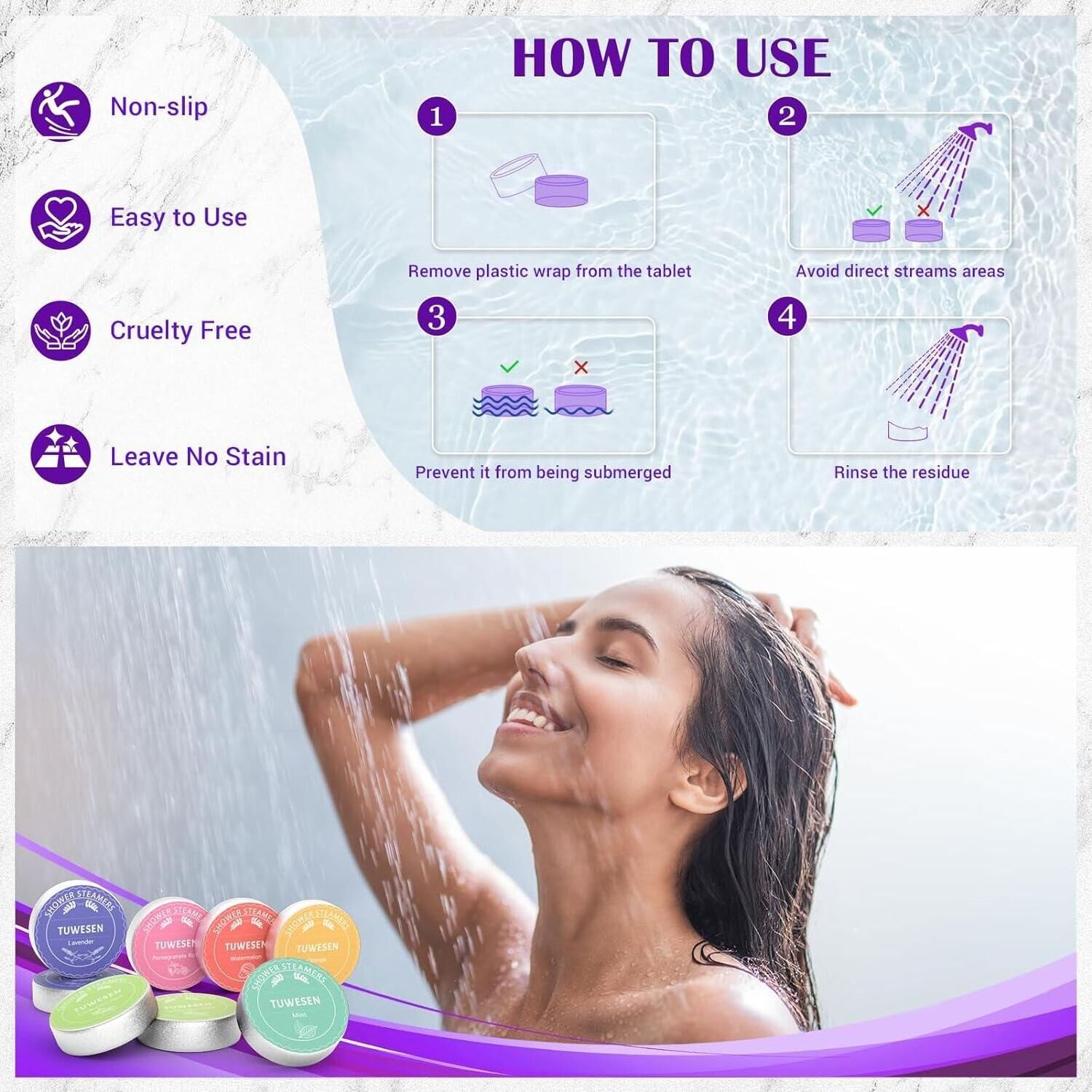 Skymoving New Custom Private Label Organic Shower Tablets Relief Natural Shower Streamer Fresh Shower Bombs for Aromatherapy