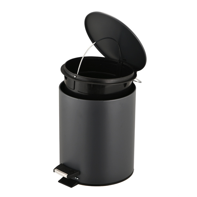 New Matt Black Design Stainless Steel Spiral Pedal Bin Kitchen Trash Can Waste Bin Dust Bin For Indoor