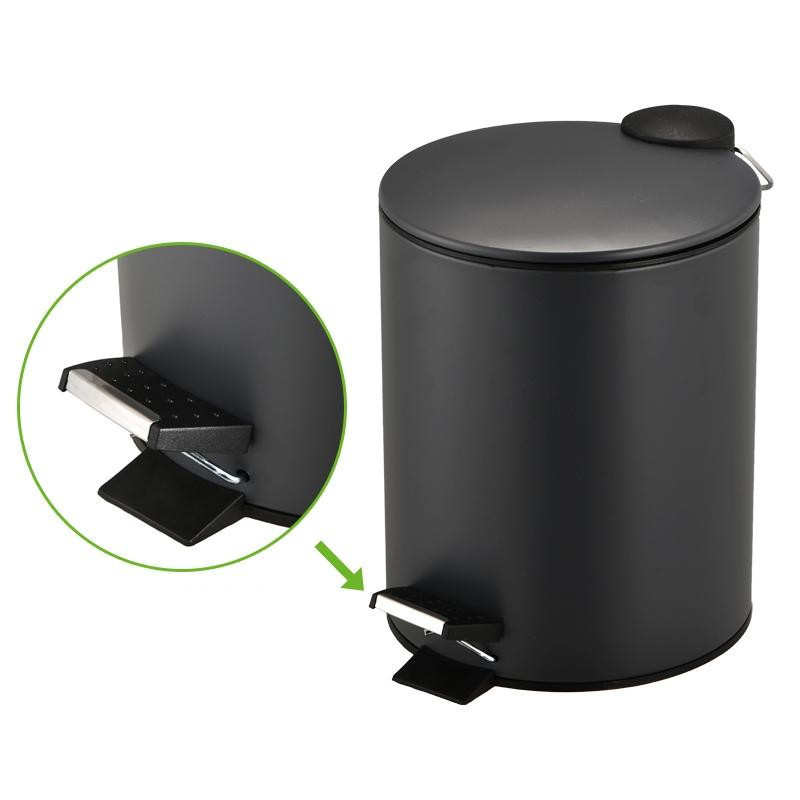 New Matt Black Design Stainless Steel Spiral Pedal Bin Kitchen Trash Can Waste Bin Dust Bin For Indoor