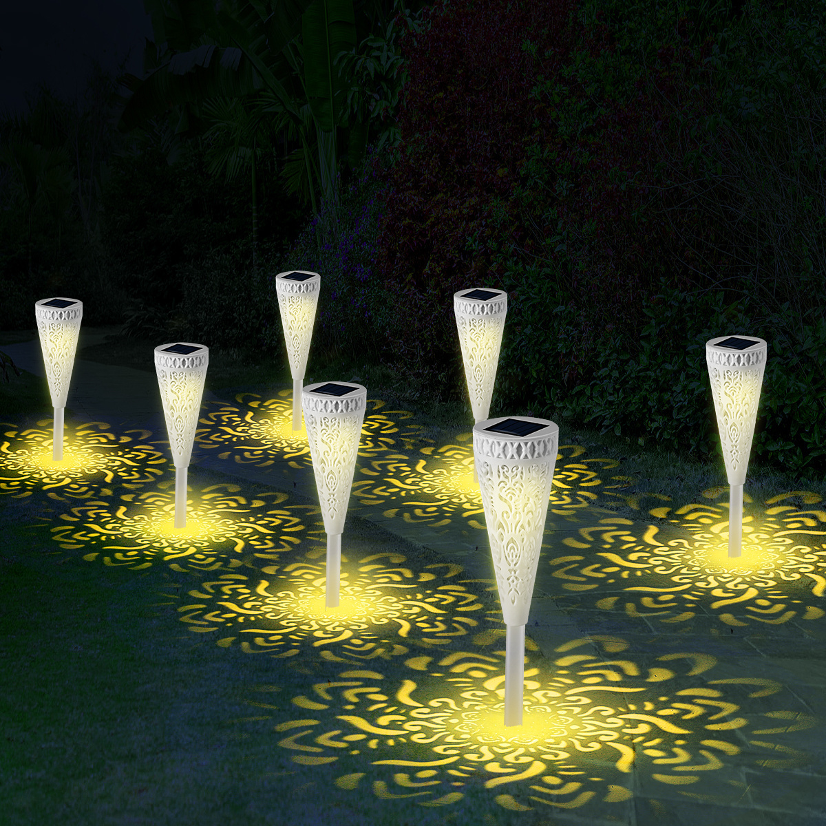 Solar Powered LED Garden Lights, Solar Path Lights Outdoor, Automatic Led Halloween Christmas Decorative Landscape Lighting for