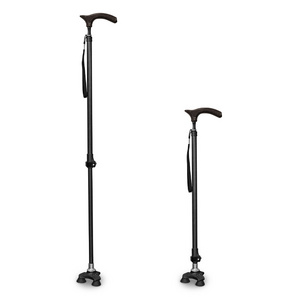 LARIBON Good Quality carbon Extensible Walking Cane Black Protection Walking Stick For Elderly